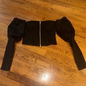 NWT Top Shop puff sleeve crop top
